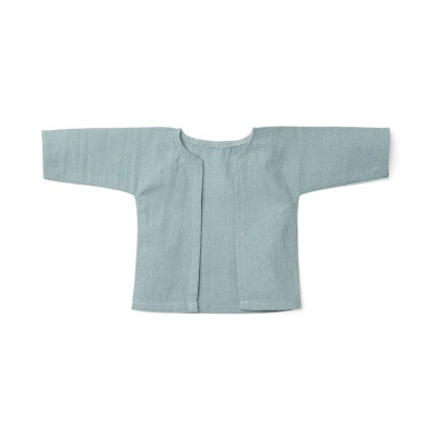 Casaco infantil azul claro de manga comprida com abertura frontal