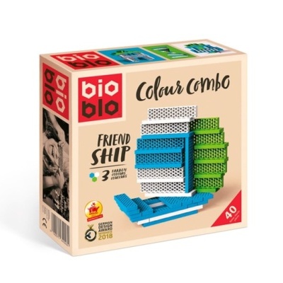 Caixa de conjunto de blocos para construção com veleiro colorido