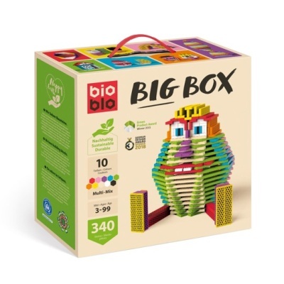 Caixa Bioblo Big Box com 340 peças coloridas e selo sustentável