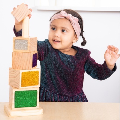 Torre de Empilhamento em Madeira com Glitter