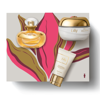 Coffret Lily EDP 75ml + Creme Hidratante Acetinado 250g + Creme Hidratante Mãos 50g