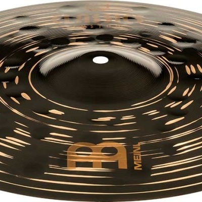 Címbalo preto metálico com padrão dourado e texto MB METAL