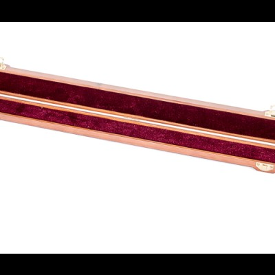 Estojo comprido rígido para baquetas de bateria castanho com interior vermelho