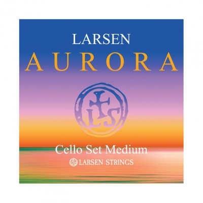 Embalagem de cordas para violoncelo Larsen Aurora Medium com pôr do sol colorido
