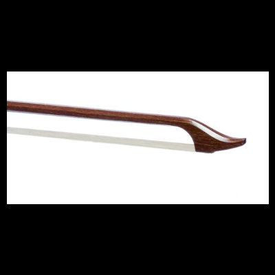 Arco de violino feito de madeira castanha escura com crina branca