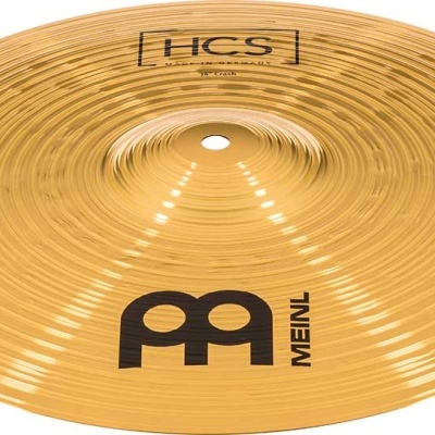 Prato de bateria dourado com logotipo MEINL e texto HCS Crash 16