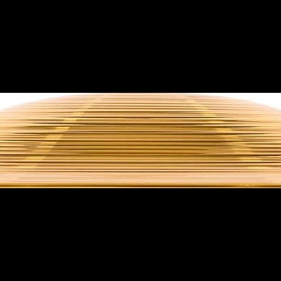 Tabuleiro de madeira para sushi em forma de barco com padrão listrado natural.