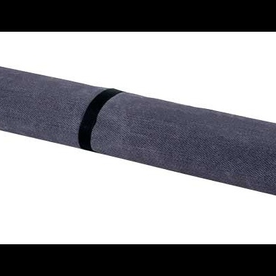 Tapete de yoga enrolado cinzento escuro com faixa preta