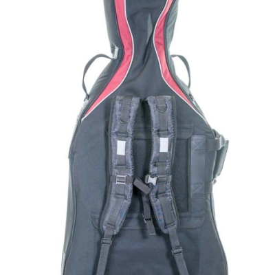 Capa preta e vermelha para guitarra ou baixo com alças e rodas