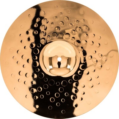 Prato de percussão metálico com padrão circular