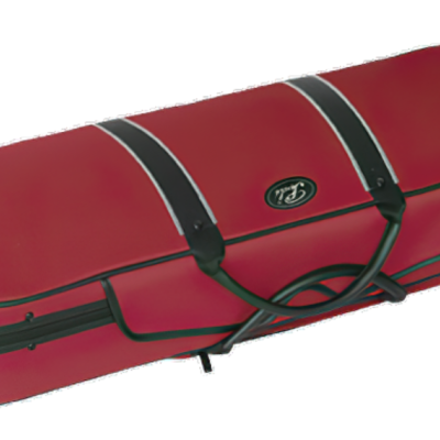 Estojo vermelho para instrumento musical com alças pretas