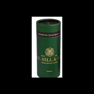 Embalagem cilíndrica verde com texto dourado e preto