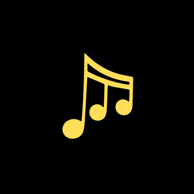 Símbolo musical amarelo sobre fundo preto