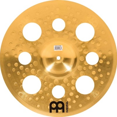 Prato musical dourado com orifícios e logotipo MEINL