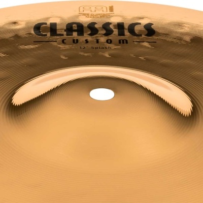 Prato de bateria brilhante dourado com texto CLASSICS custom 12