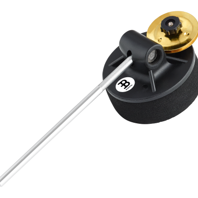 Tamborim com suporte preto, almofada de espuma e prato dourado