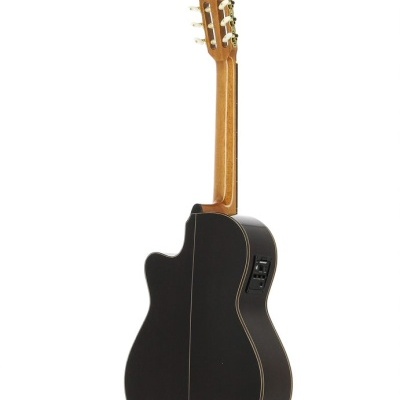 Guitarra acústica elétrica preto fosco com braço de madeira castanha clara
