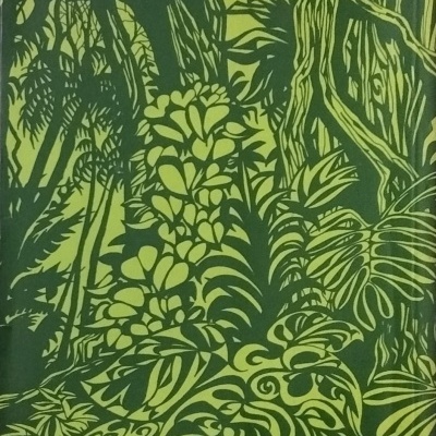 Capa de livro com ilustração estilizada de floresta em verde e amarelo