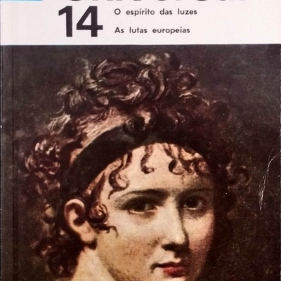Capa do livro História Universal 14 com retrato clássico feminino