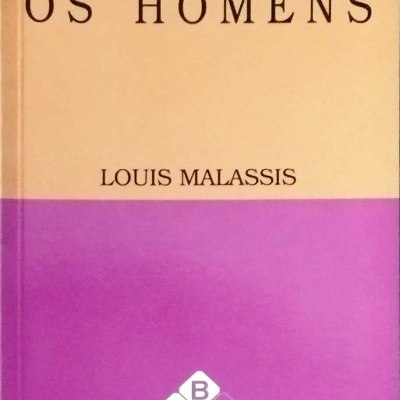 Capa de livro ALIMENTAR OS HOMENS de Louis Malassis com cores creme e roxo