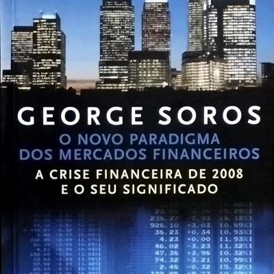 Capa de livro com edifícios iluminados e texto sobre mercados financeiros.