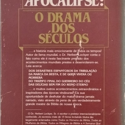 Capa de livro APOCALIPSE: O DRAMA DOS SÉCULOS com texto em português em fundo castanho