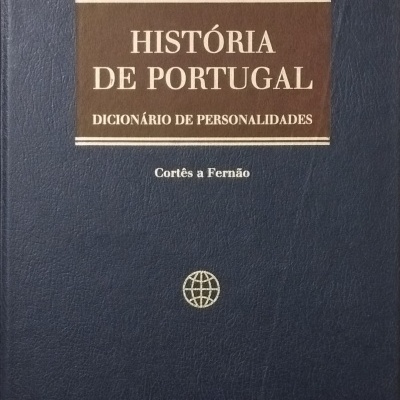 Capa de livro azul com texto de História de Portugal e coordenador José Hermano Saraiva