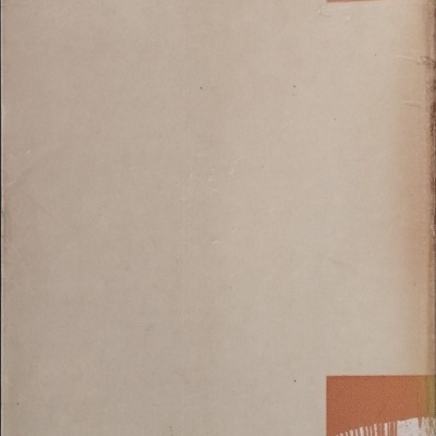 Capa de livro bege com detalhes em laranja e branco