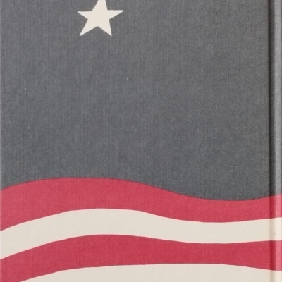 Capa de livro com estrelas brancas e padrões vermelhos e brancos ondulados sobre fundo cinzento