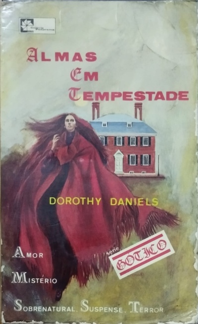 Capa de livro com figura feminina e casa, texto Almas em Tempestade e autor Dorothy Daniels