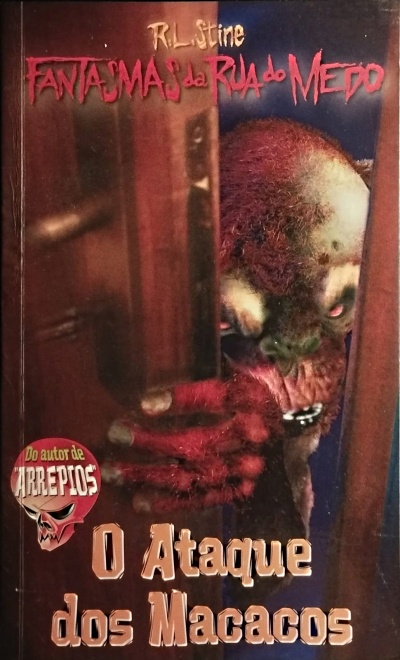 Capa de livro com macaco assustador e texto em português