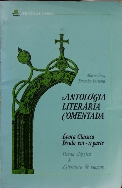 Capa de livro Antologia Literária Comentada com ilustração de coroa verde