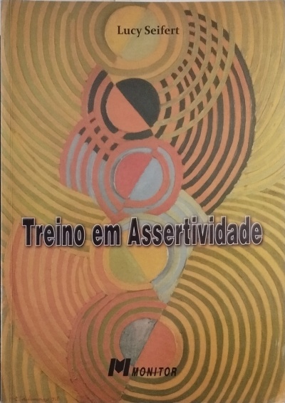 Capa de livro 'Treino em Assertividade' com padrões circulares coloridos