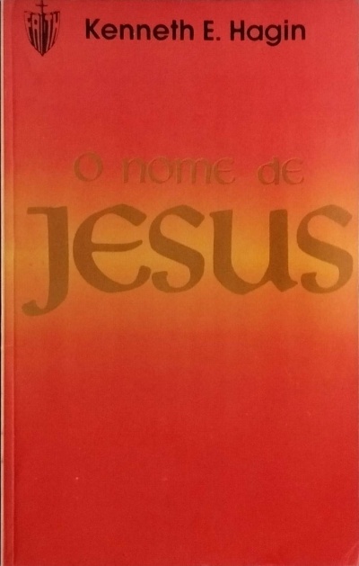 Capa de livro vermelha com título O nome de JESUS em letras douradas.