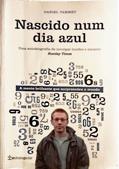 Capa do livro Nascido num dia azul com números e homem