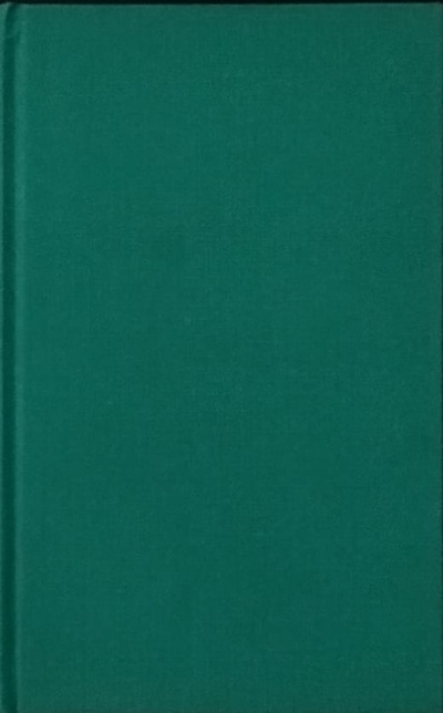 Livro de capa dura verde, sem texto, textura lisa.