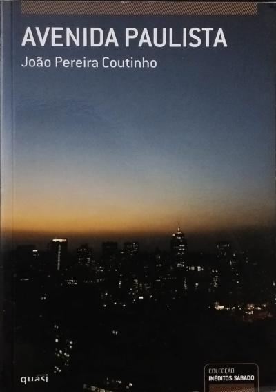 Capa do livro Avenida Paulista com fotografia de cidade ao anoitecer e texto do título e autor