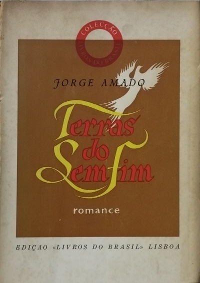 Capa de livro com título Terras do Sem Fim de Jorge Amado e ave branca estilizada