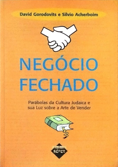 Capa de livro com fundo laranja e título NEGÓCIO FECHADO em azul