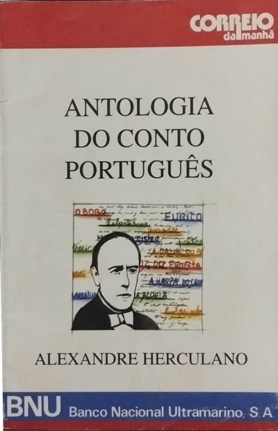 Capa de livro Antologia do Conto Português com ilustração e texto