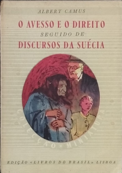 Capa do livro O Avesso e o Direito de Albert Camus com ilustração colorida de três pessoas