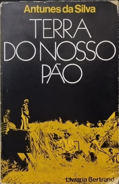 Capa de livro TERRA DO NOSSO PÃO com ilustração de trabalhadores agrícolas.