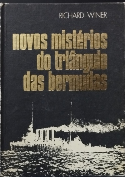 Livro novos mistérios do triângulo das bermudas com capa preta e imagem de navio.