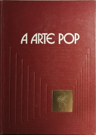 Capa de livro vermelha com título A ARTE POP e quadrado dourado