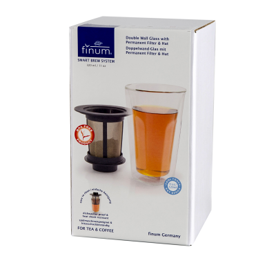 Copo de vidro duplo grande para bebidas quentes ou frias, com infusor - SMART BREW SYSTEM 320 ml - Finum®