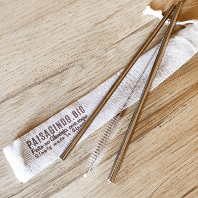 Conjunto de 2 palhinhas reutilizáveis em inox