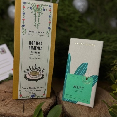 Pack de Natal 15 | Tisana e Tablete cacau 58% com hortelã pimenta