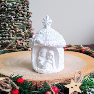 Presépio Cabana em Gesso Perfumado/Pó Cerâmico