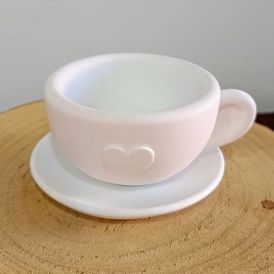 Chávena em gesso perfumado/pó cerâmico - tema coração