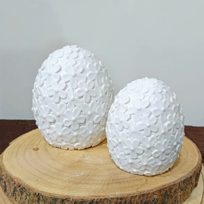 Ovo de Flores em gesso perfumado/pó cerâmico